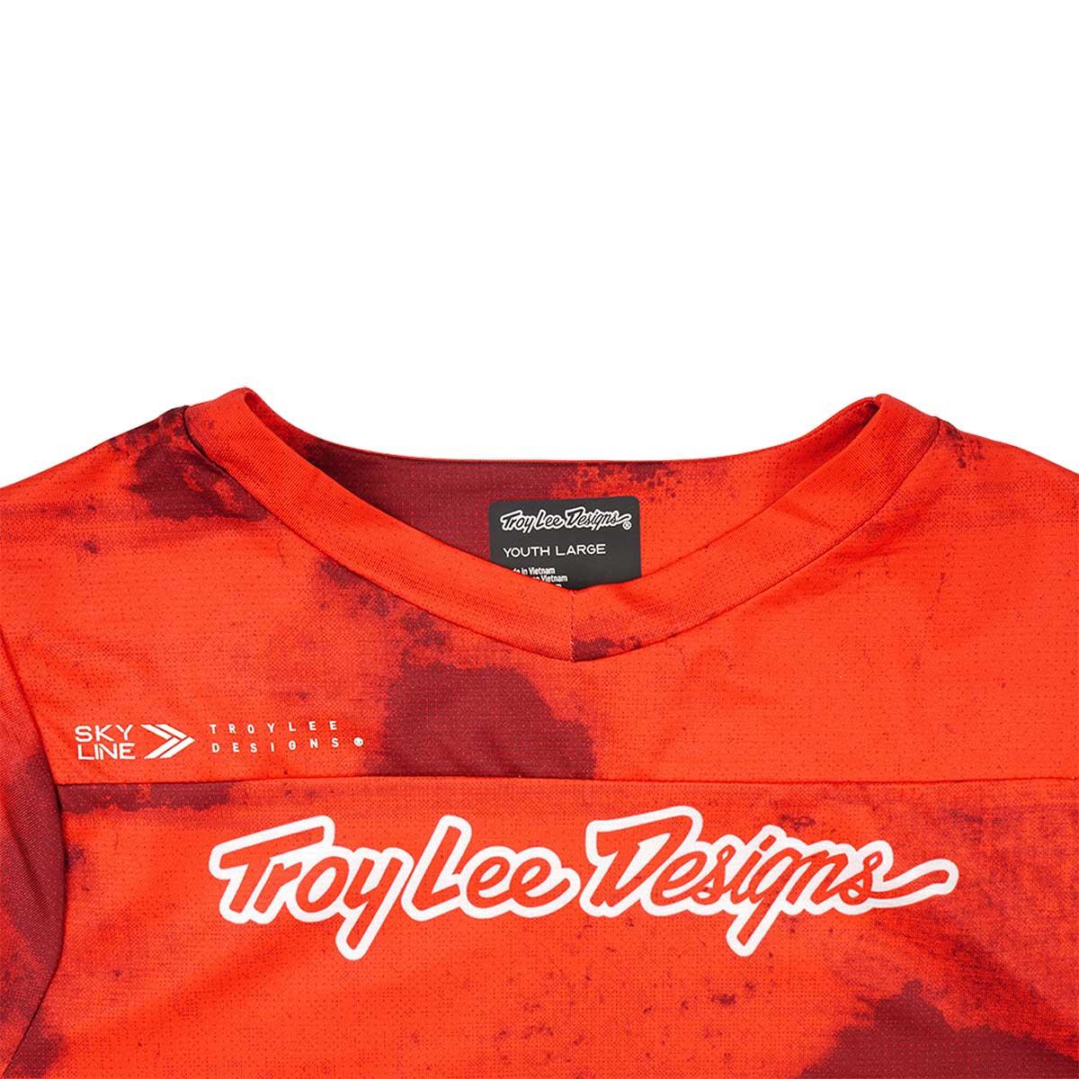 Troy Lee Designs Skyline Short Sleeve Jersey Kids' in Flared Fiery Red